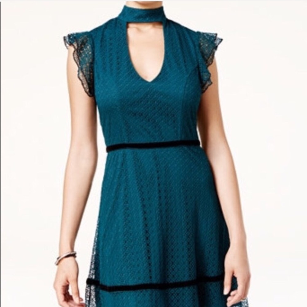 Trixxi velvet-trim lace choker dress